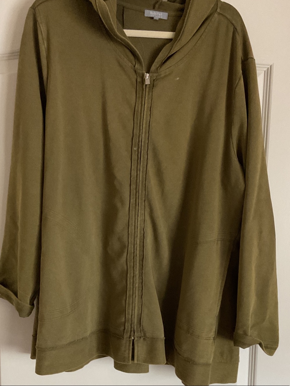 Eileen Fisher Olive Green Hooded Zip Jacket